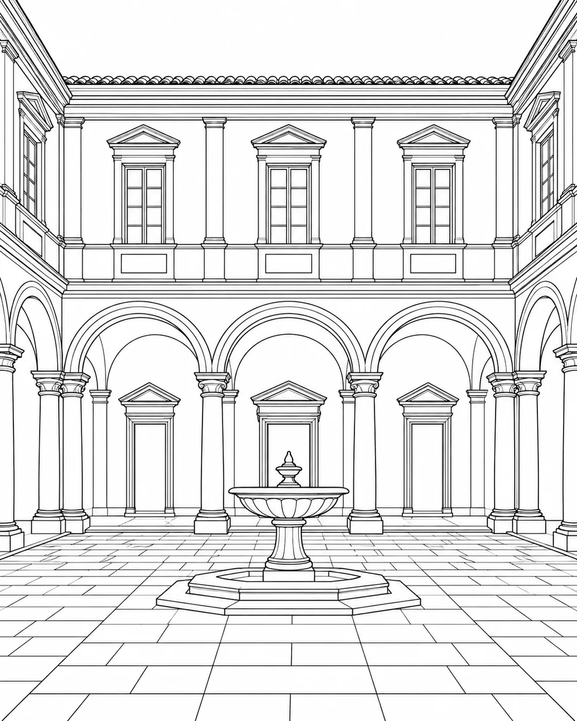 Printable Repeating Roof Pattern Coloring Sheet