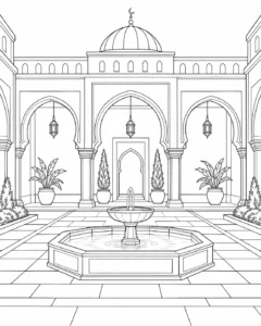 Detailed Repeating Roof Pattern Coloring Page