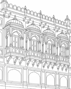 Printable Repeating Roof Pattern Coloring Sheet
