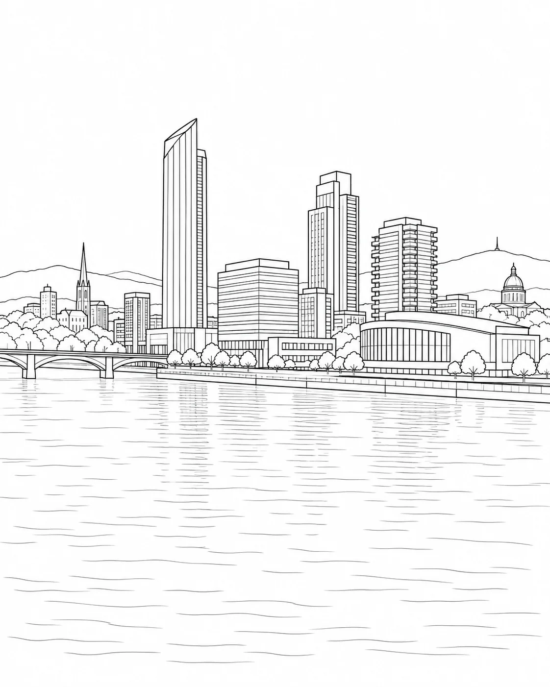 Creative Residential City View Coloring Page