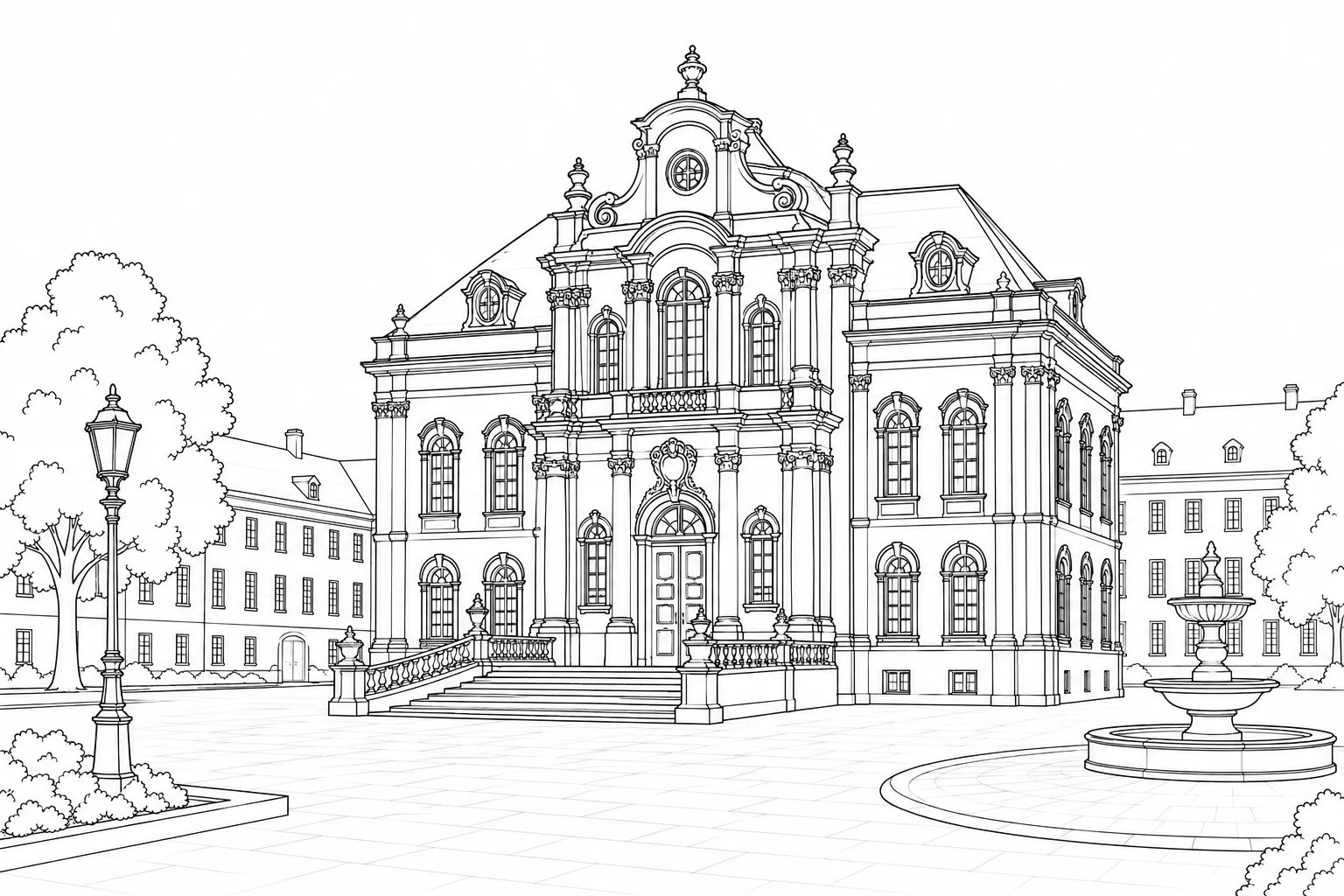 Detailed Roman Ruins Coloring Sheet for Adults