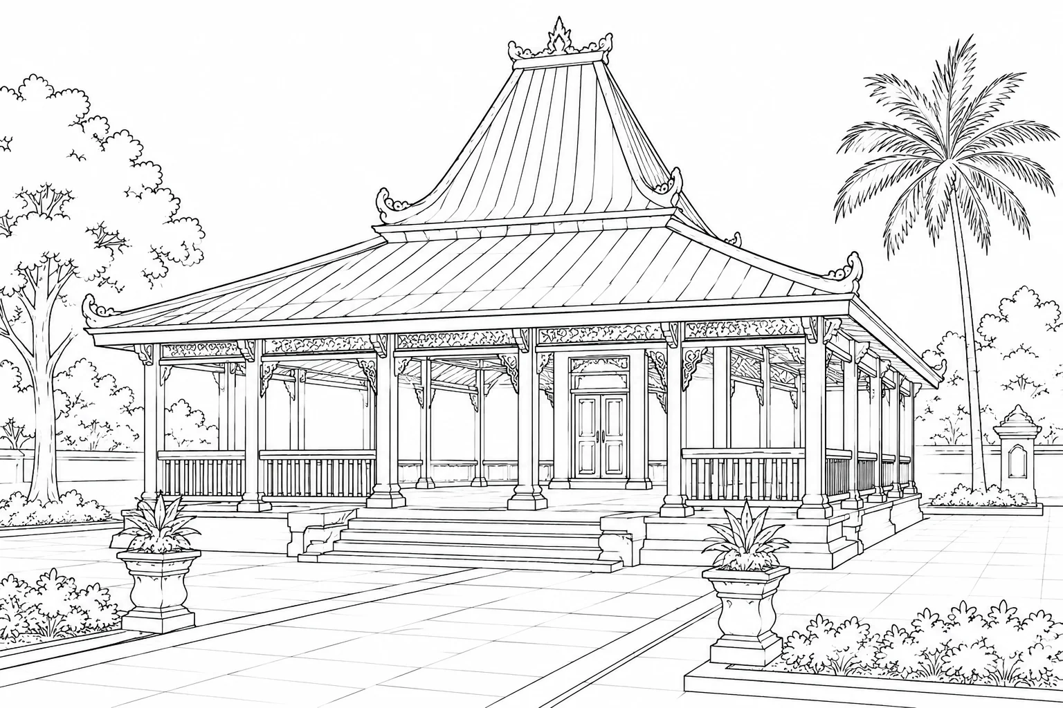 Sacred Hall Coloring Page for Adults