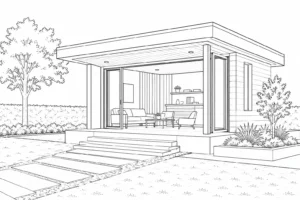 Sleek Office Building Coloring Page for Adults