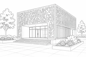 Intricate Sleek Office Building Coloring Sheet