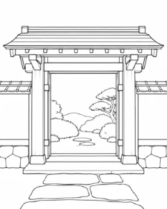 Stone Carving Detail Scene Coloring Page Set 2