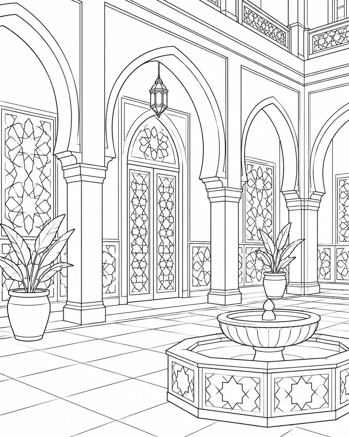 Printable Symmetrical Architecture Design Coloring Sheet