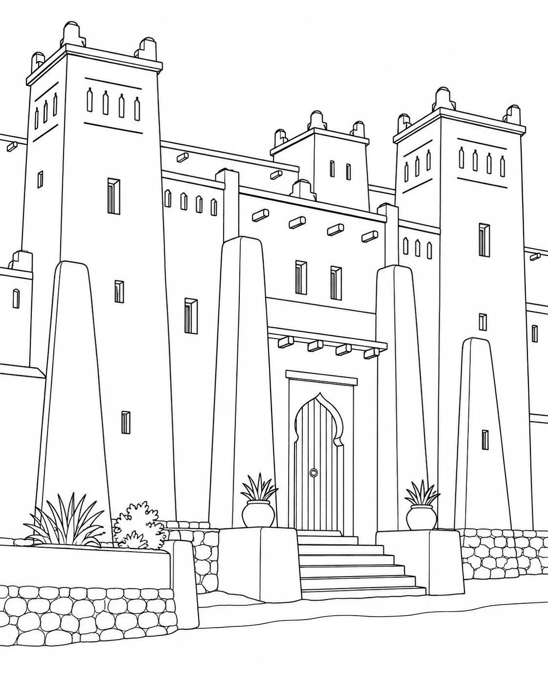 Detailed Symmetrical Window Design Coloring Page