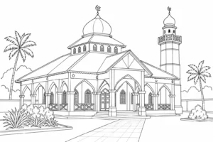 Traditional Courtyard Scene Coloring Page