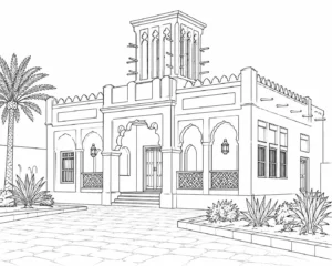 Traditional Rooftop Scene Coloring Page Set 4