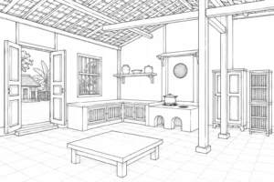 Detailed Traditional Sitting Room Coloring Page