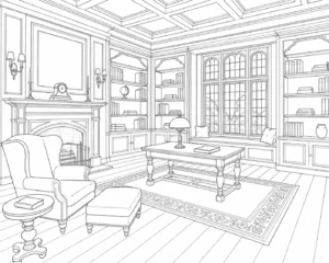Printable Traditional Sitting Room Coloring Sheet