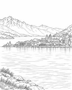 Urban Street Skyline Scene Coloring Page Set 2