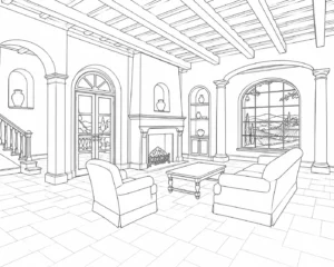 Vintage Kitchen Coloring Page