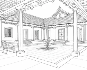 Vintage Kitchen Scene Coloring Page