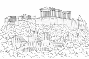 World Heritage Site Scene Coloring Page Set 3